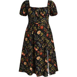 Plus Size Midi Dress Summer Fruit Pattern Boho Casual Vacation Wear